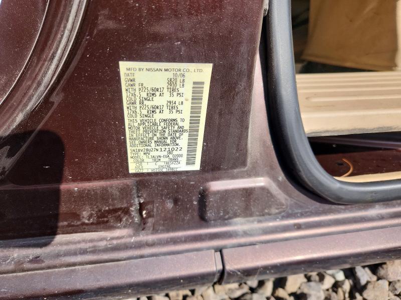 Auction sale of the 2007 Nissan Quest, vin: 5N1BV28U27N121022, lot number: 68276656