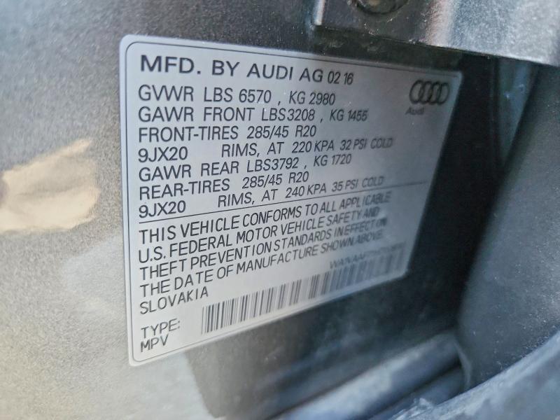68717876 :رقم المزاد ، WA1VAAF71HD008183 vin ، 2017 Audi Q7 مزاد بيع