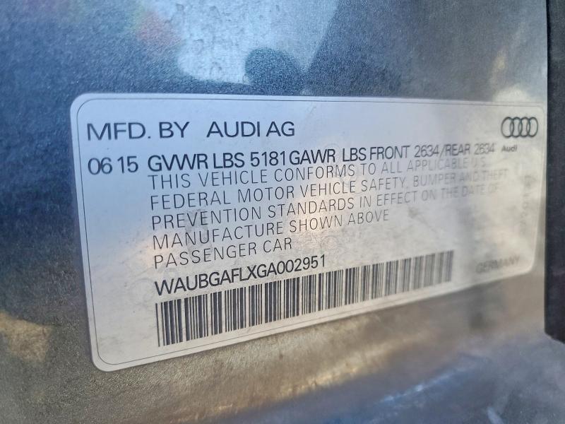 69236846 :رقم المزاد ، WAUBGAFLXGA002951 vin ، 2016 Audi S4 مزاد بيع