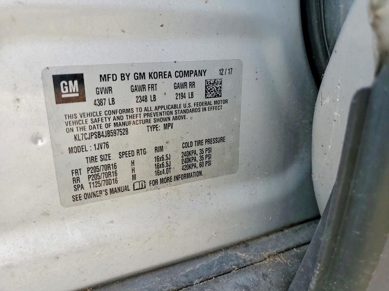69541236 :رقم المزاد ، KL7CJPSB4JB597528 vin ، 2018 Chevrolet Trax مزاد بيع