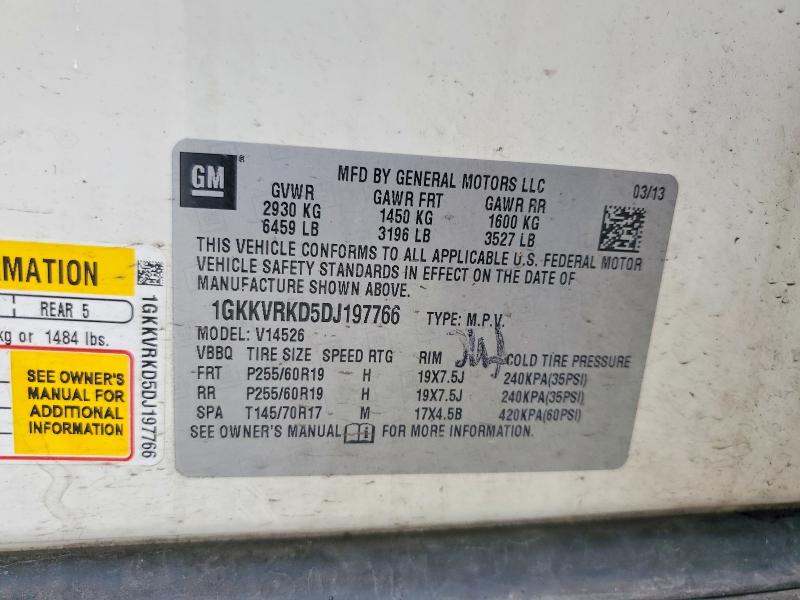 Aukcja sprzedaży 2013 Gmc Acadia, vin: 1GKKVRKD5DJ197766, numer aukcji: 69756756