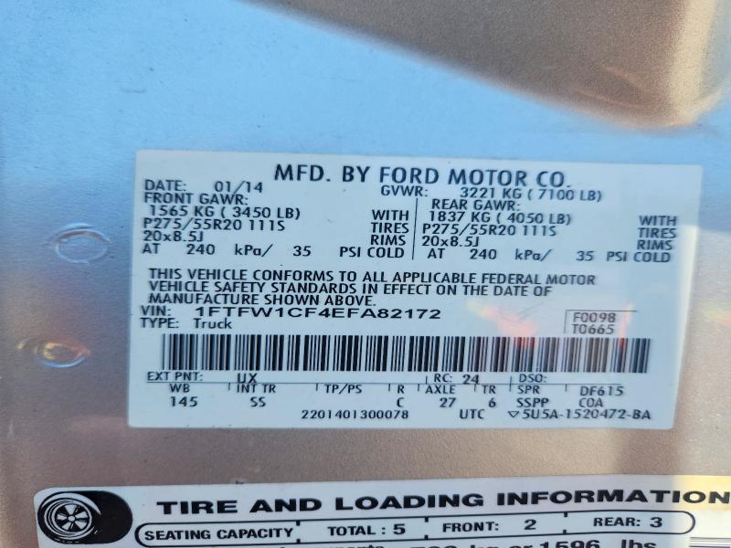 Aukcja sprzedaży 2014 Ford F150, vin: 1FTFW1CF4EFA82172, numer aukcji: 69429766
