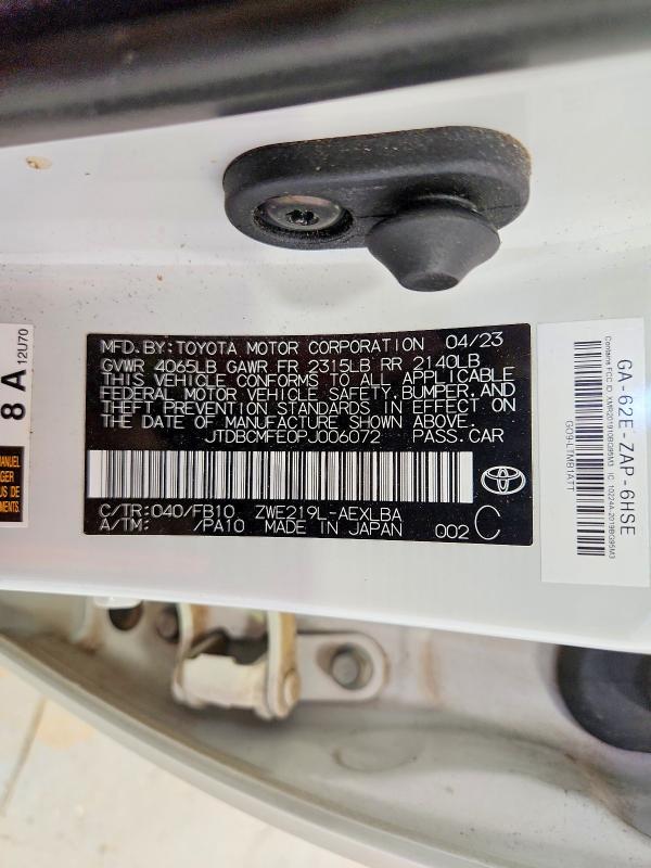 Продажа на аукционе авто 2023 Toyota Corolla Hybrid, vin: JTDBCMFE0PJ006072, номер лота: 70830426