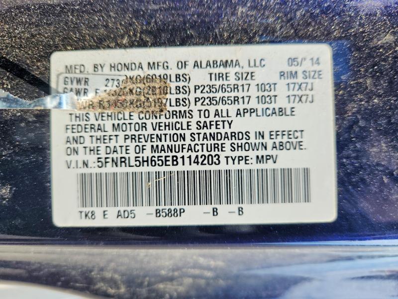 Продаж на аукціоні авто 2014 Honda Odyssey, vin: 5FNRL5H65EB114203, номер лоту: 68163486