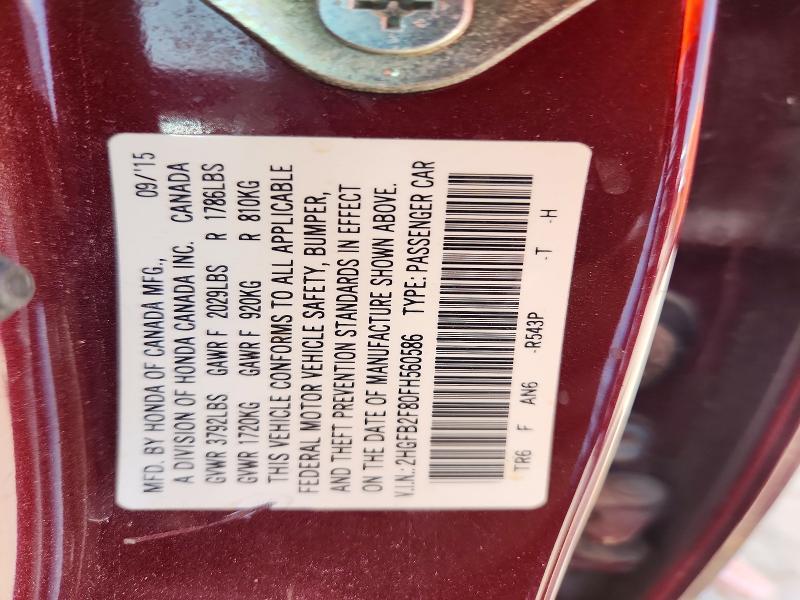 Aukcja sprzedaży 2015 Honda Civic, vin: 2HGFB2F80FH560586, numer aukcji: 69090846