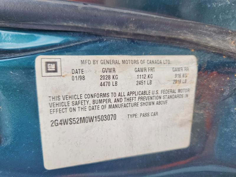 69406796 :رقم المزاد ، 2G4WS52M0W1503070 vin ، 1998 Buick Century مزاد بيع