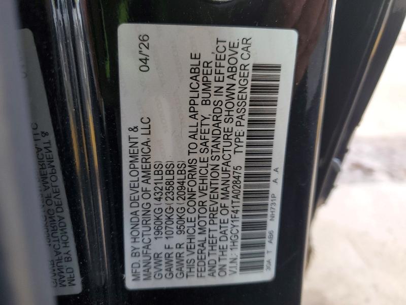 Продаж на аукціоні авто 2026 Honda Accord, vin: 1HGCY1F41TA028475, номер лоту: 69793766