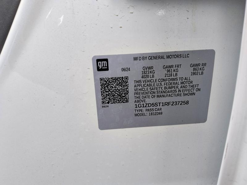 69494376 :رقم المزاد ، 1G1ZD5ST1RF237258 vin ، 2024 Chevrolet Malibu مزاد بيع