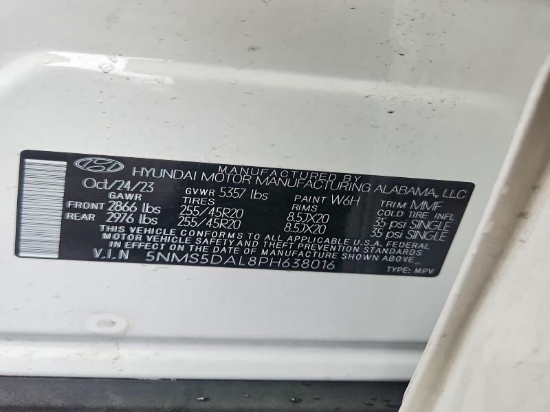 67001976 :رقم المزاد ، 5NMS5DAL8PH638016 vin ، 2023 Hyundai Santa Fe مزاد بيع