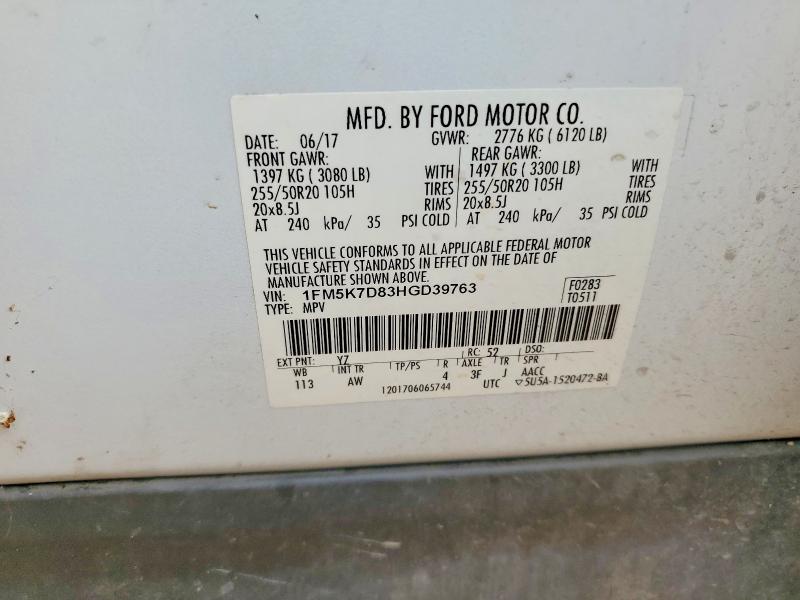 Продажа на аукционе авто 2017 Ford Explorer, vin: 1FM5K7D83HGD39763, номер лота: 68376096