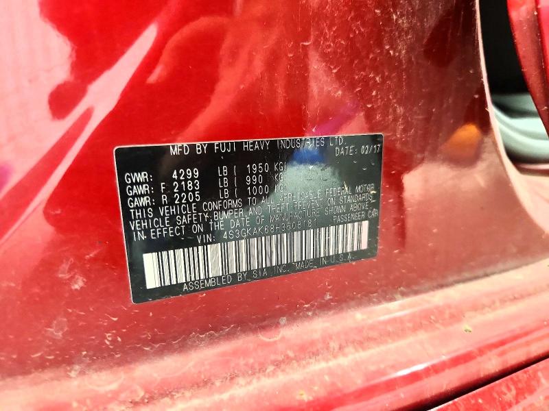 2017 Subaru Impreza მანქანა იყიდება აუქციონზე, vin: 4S3GKAK68H3608181        , აუქციონის ნომერი: 67752256
