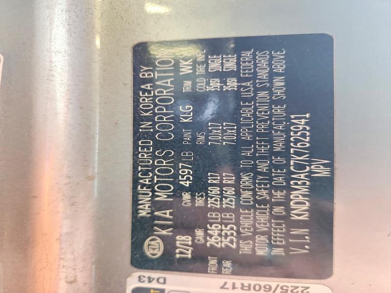 68488096 :رقم المزاد ، KNDPM3AC7K7625941 vin ، 2019 Kia Sportage مزاد بيع