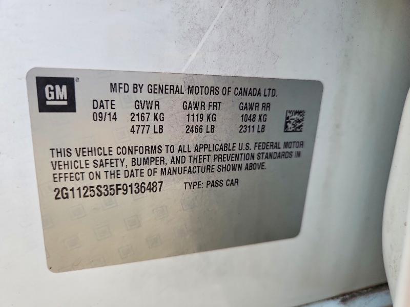 Продаж на аукціоні авто 2015 Chevrolet Impala, vin: 2G1125S35F9136487, номер лоту: 70241706