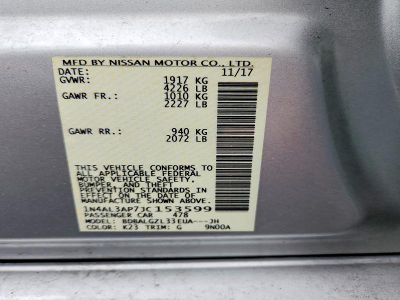 Продаж на аукціоні авто 2018 Nissan Altima, vin: 1N4AL3AP7JC153599, номер лоту: 67332206