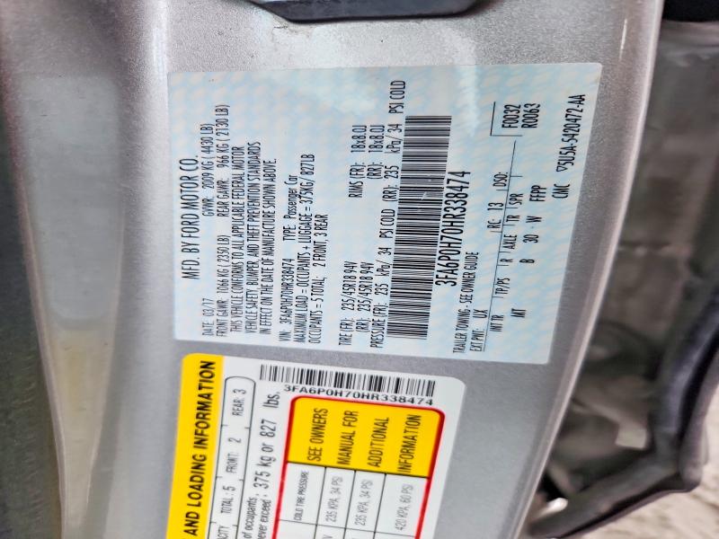 67085316 :رقم المزاد ، 3FA6P0H70HR338474 vin ، 2017 Ford Fusion مزاد بيع