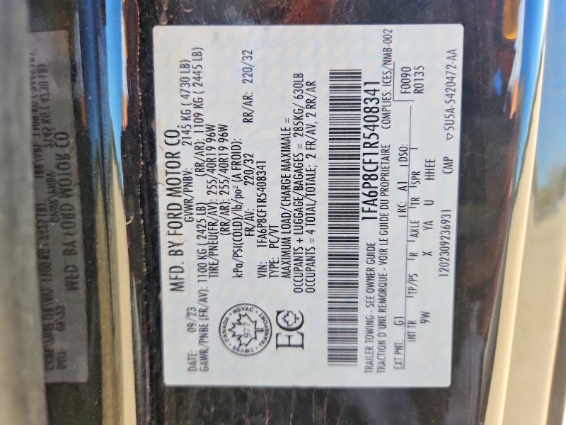 Aukcja sprzedaży 2024 Ford Mustang, vin: 1FA6P8CF1R5408341, numer aukcji: 67173116