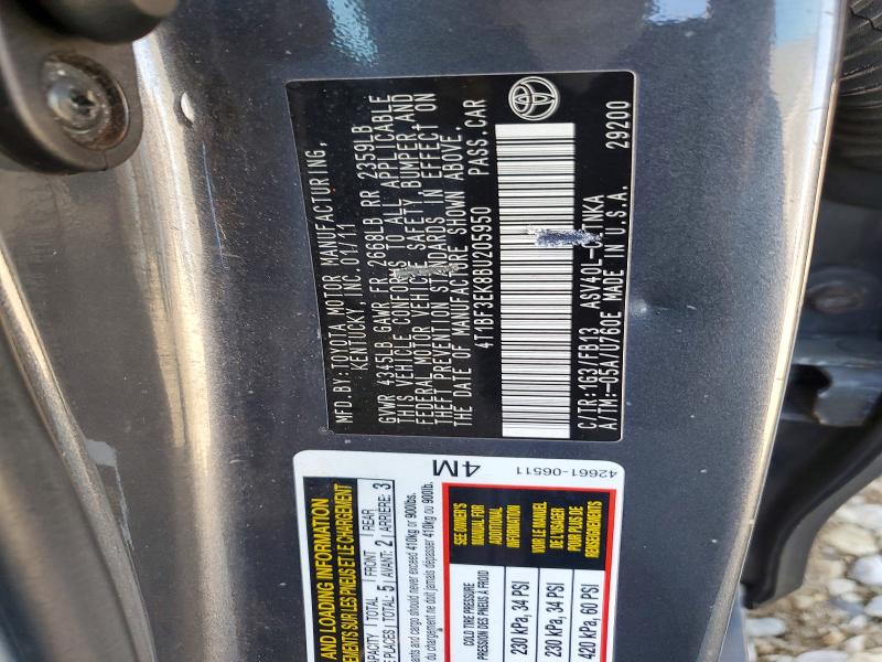 2011 Toyota Camry მანქანა იყიდება აუქციონზე, vin: 4T1BF3EK8BU205950, აუქციონის ნომერი: 68222786