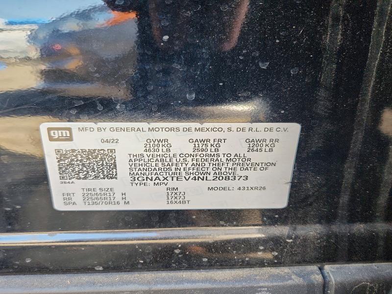 Aukcja sprzedaży 2022 Chevrolet Equinox, vin: 3GNAXTEV4NL208373, numer aukcji: 69606616