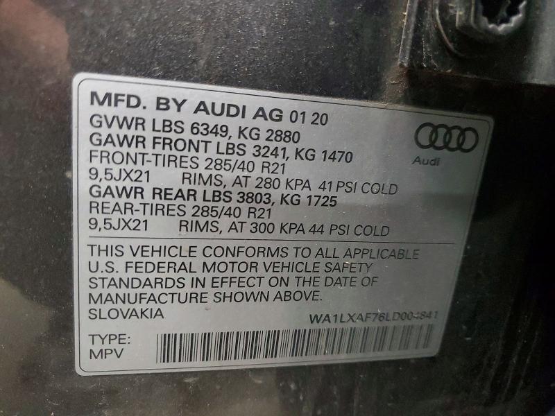 Aukcja sprzedaży 2020 Audi Q7, vin: WA1LXAF76LD004841, numer aukcji: 70623396