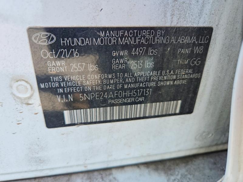 Aukcja sprzedaży 2017 Hyundai Sonata, vin: 5NPE24AF0HH517131, numer aukcji: 68676776
