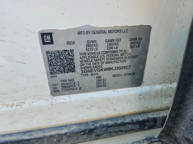 Aukcja sprzedaży 2019 Chevrolet Traverse, vin: 1GNEVGKW8KJ302917, numer aukcji: 67336916