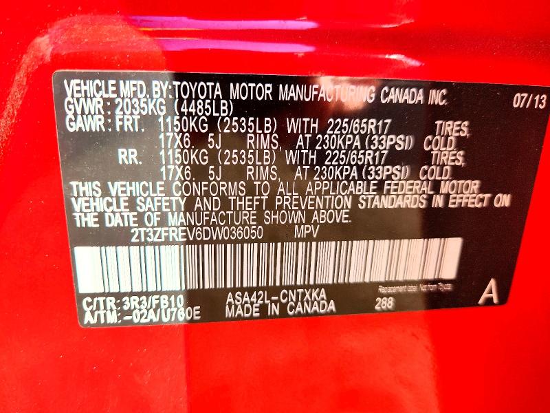 2013 Toyota Rav4 მანქანა იყიდება აუქციონზე, vin: 2T3ZFREV6DW036050, აუქციონის ნომერი: 65054456