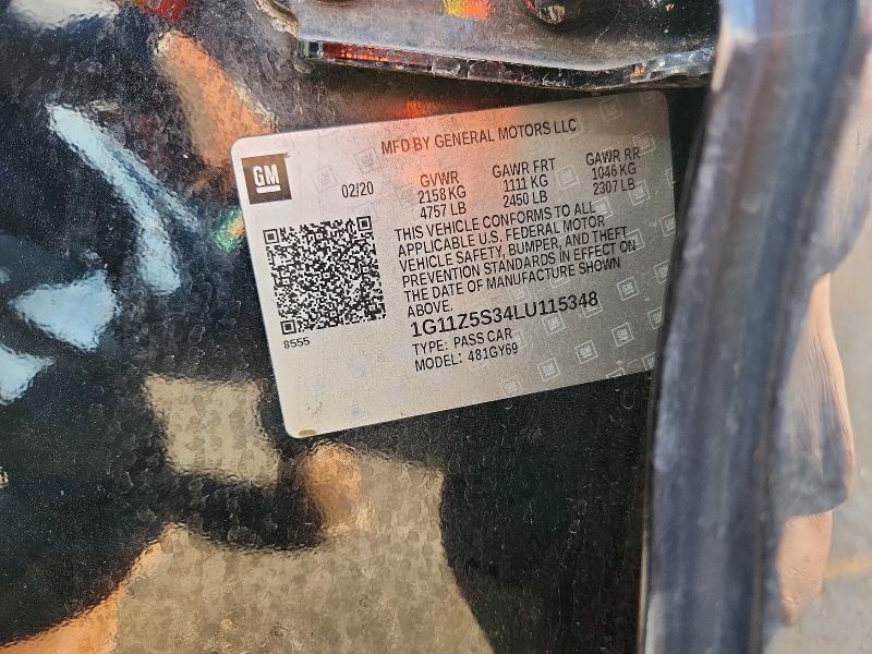 66941646 :رقم المزاد ، 1G11Z5S34LU115348 vin ، 2020 Chevrolet Impala مزاد بيع