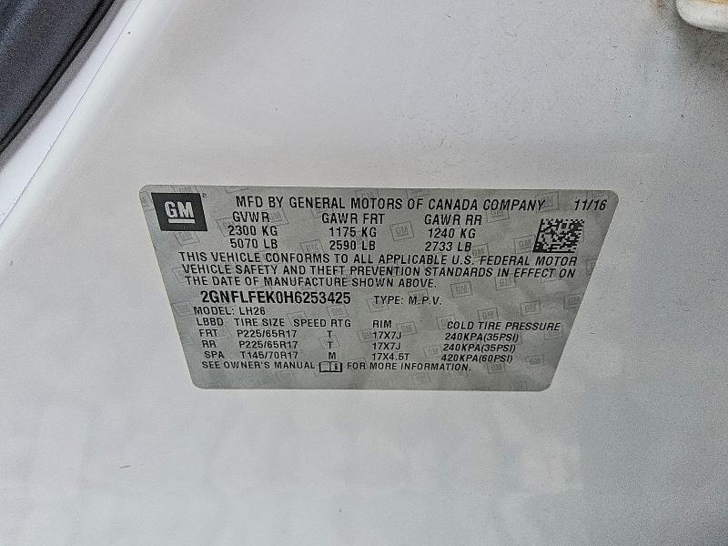 2017 Chevrolet Equinox მანქანა იყიდება აუქციონზე, vin: 2GNFLFEK0H6253425, აუქციონის ნომერი: 69811676