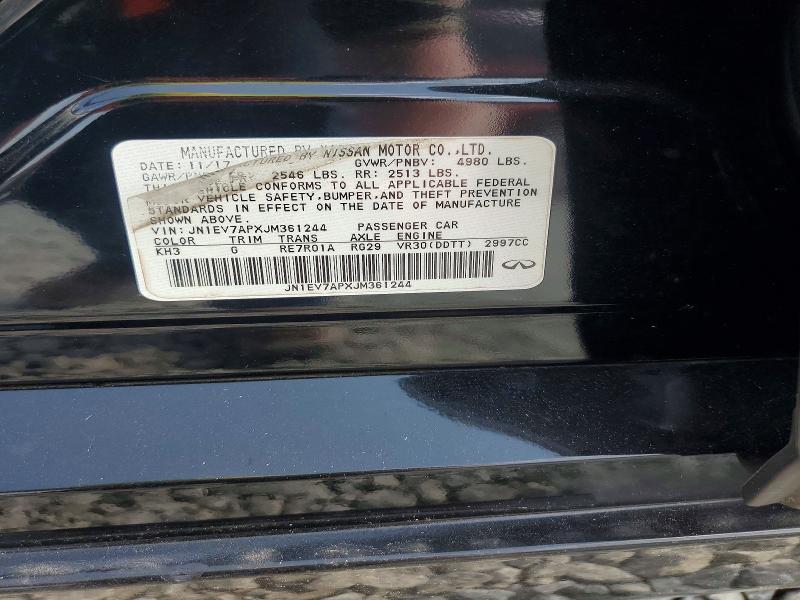 66752046 :رقم المزاد ، JN1EV7APXJM361244 vin ، 2018 Infiniti Q50 مزاد بيع