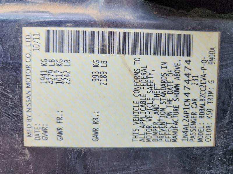 68688346 :رقم المزاد ، 1N4AL2AP1CN474474 vin ، 2012 Nissan Altima مزاد بيع