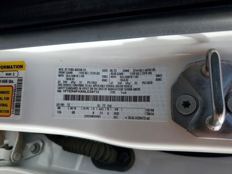 67734966 :رقم المزاد ، 1FTER4FHXNLD39712 vin ، 2022 Ford Ranger مزاد بيع