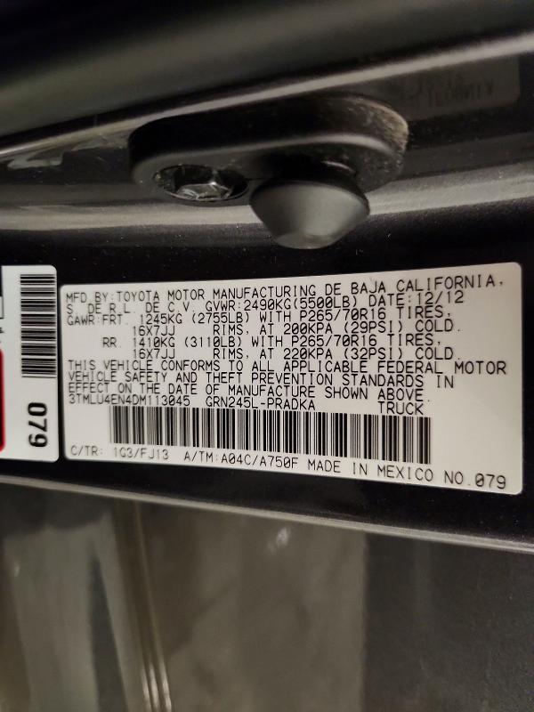 Aukcja sprzedaży 2013 Toyota Tacoma, vin: 3TMLU4EN4DM113045, numer aukcji: 68314436