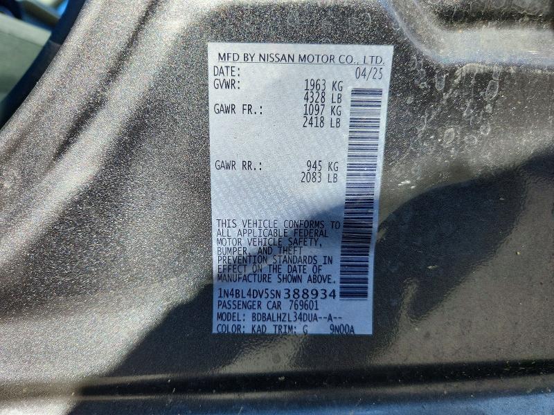 Продаж на аукціоні авто 2025 Nissan Altima, vin: 1N4BL4DV5SN388934, номер лоту: 69046936