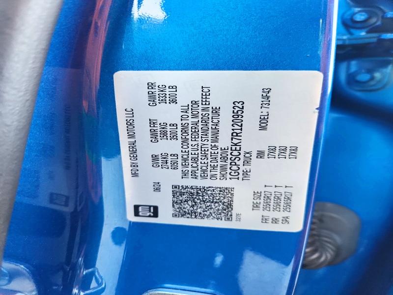 70494016 :رقم المزاد ، 1GCPSCEK7R1209523 vin ، 2024 Chevrolet Colorado مزاد بيع