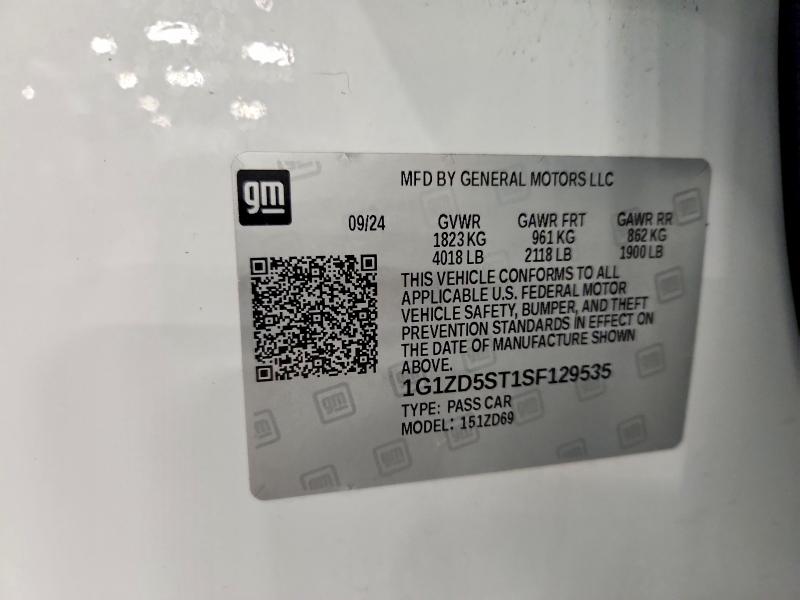 70712056 :رقم المزاد ، 1G1ZD5ST1SF129535 vin ، 2025 Chevrolet Malibu مزاد بيع