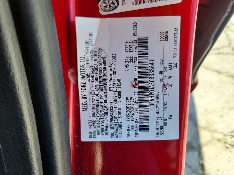 68835966 :رقم المزاد ، 3FAHP0JA5CR338641 vin ، 2012 Ford Fusion مزاد بيع