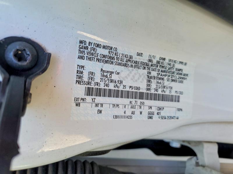 Aukcja sprzedaży 2012 Ford Focus, vin: 1FAHP3F27CL290691, numer aukcji: 68603126