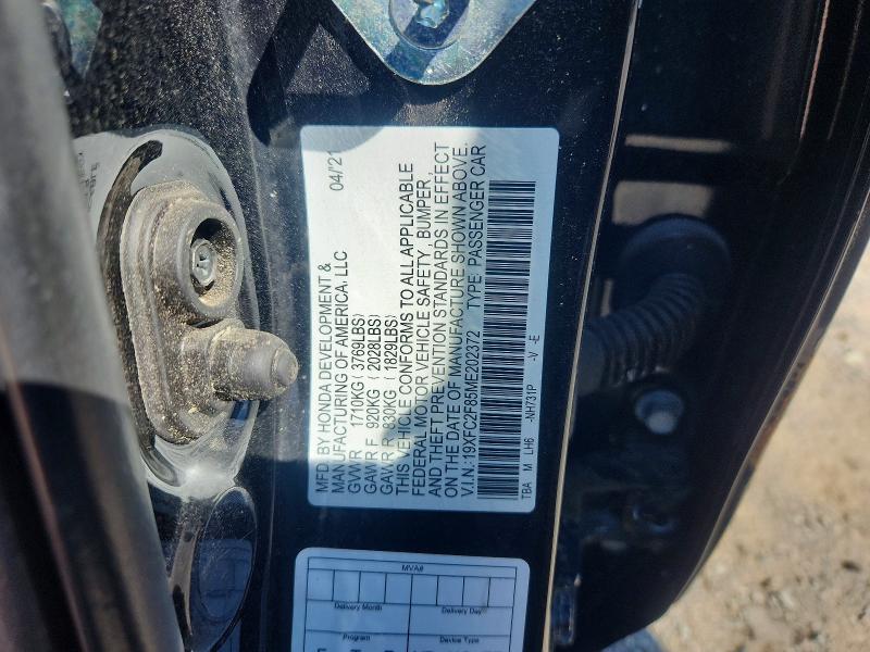 Aukcja sprzedaży 2021 Honda Civic, vin: 19XFC2F85ME202372, numer aukcji: 68962116