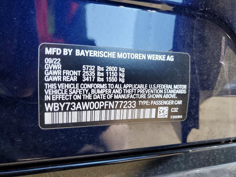 69820906 :رقم المزاد ، WBY73AW00PFN77233 vin ، 2023 Bmw I4 مزاد بيع