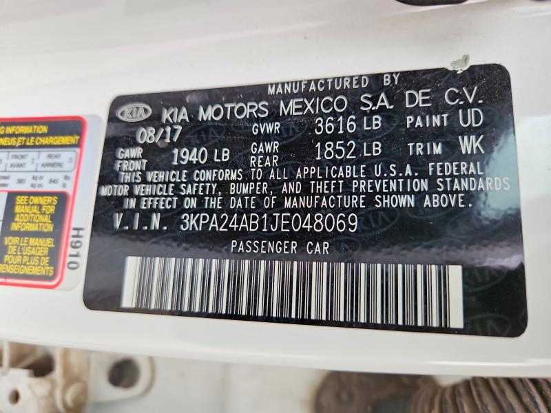Продажа на аукционе авто 2018 Kia Rio, vin: 3KPA24AB1JE048069, номер лота: 70890196