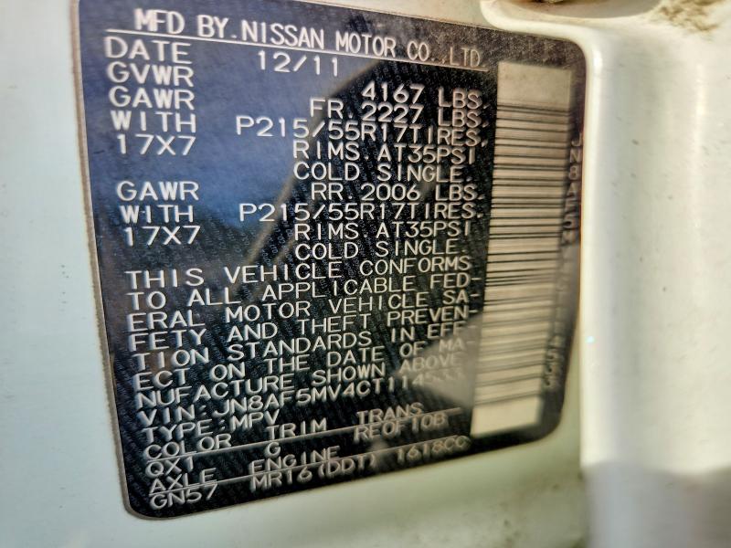 Продаж на аукціоні авто 2012 Nissan Juke, vin: JN8AF5MV4CT114533, номер лоту: 70645616
