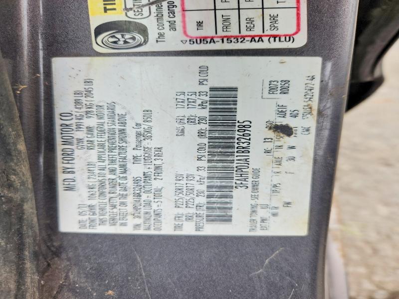 Продажа на аукционе авто 2011 Ford Fusion, vin: 3FAHP0JA1BR326985, номер лота: 69913046