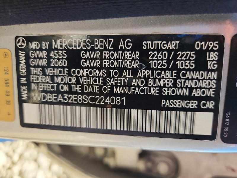 Продаж на аукціоні авто 1995 Mercedes-benz E, vin: WDBEA32E8SC224081, номер лоту: 68188616