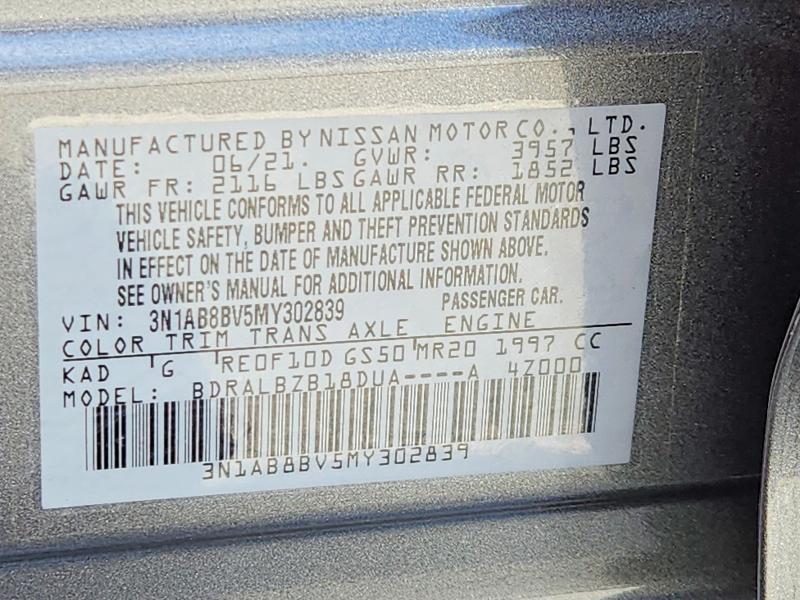 70892956 :رقم المزاد ، 3N1AB8BV5MY302839 vin ، 2021 Nissan Sentra مزاد بيع