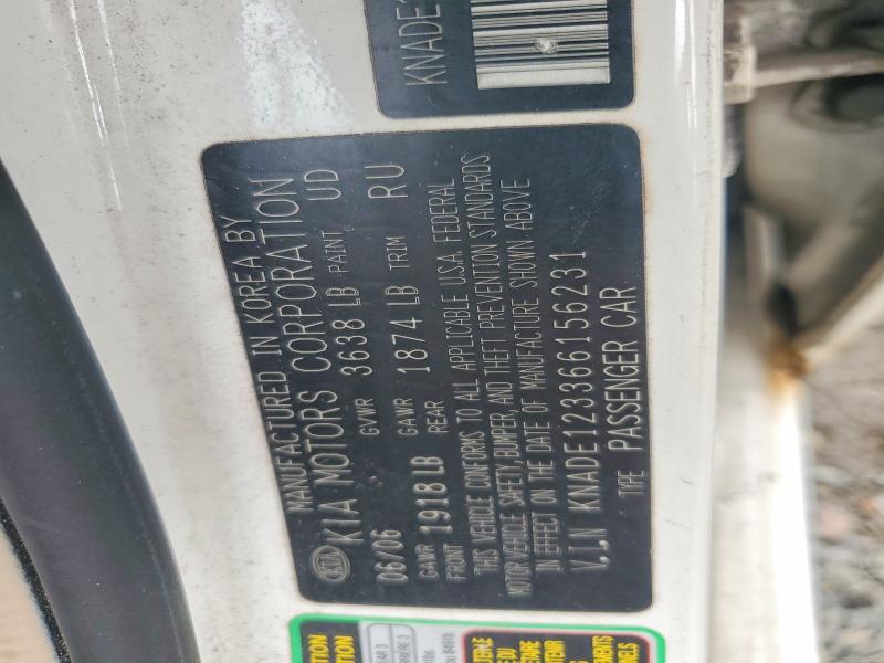 68915296 :رقم المزاد ، KNADE123366156231 vin ، 2006 Kia Rio مزاد بيع