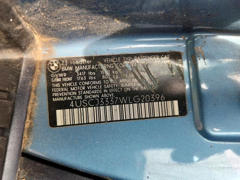 70111756 :رقم المزاد ، 4USCJ3337WLG20396 vin ، 1998 Bmw Z3 مزاد بيع
