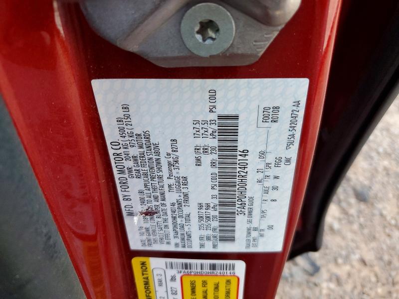 Aukcja sprzedaży 2017 Ford Fusion, vin: 3FA6P0HD0HR240146, numer aukcji: 68619006
