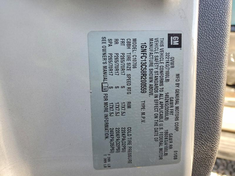 Aukcja sprzedaży 2008 Chevrolet Tahoe, vin: 1GNFC13C58R200559, numer aukcji: 68325426