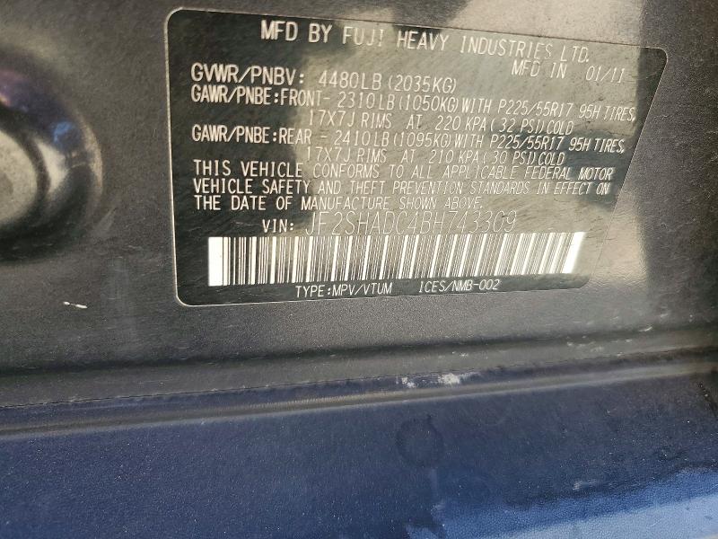 70540256 :رقم المزاد ، JF2SHADC4BH743309 vin ، 2011 Subaru Forester مزاد بيع