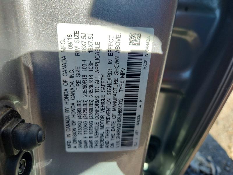 2018 Honda Cr -v მანქანა იყიდება აუქციონზე, vin: 2HKRW2H59JH684312, აუქციონის ნომერი: 68763226